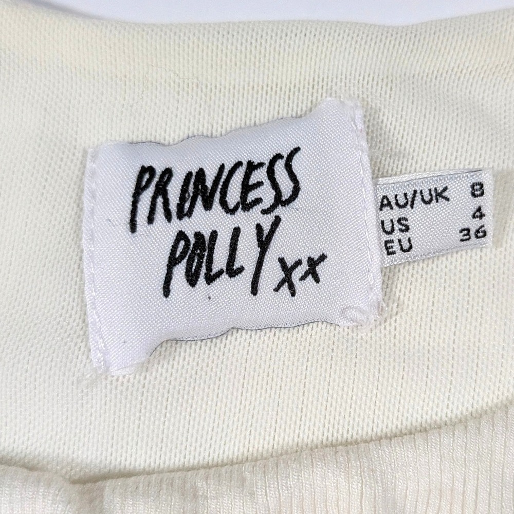 Princess Polly White Ribbed Cutout Ruched Side Tie Tank Top Size 4 - Picture 5 of 10